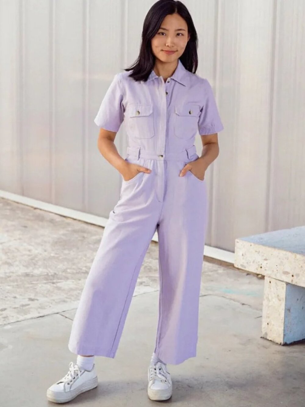 Harper Sage Utility Jumpsuit in Lavender / Light Purple - Size Small